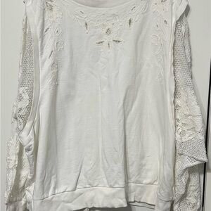 Elegant White Lace Sleeve Women's Top